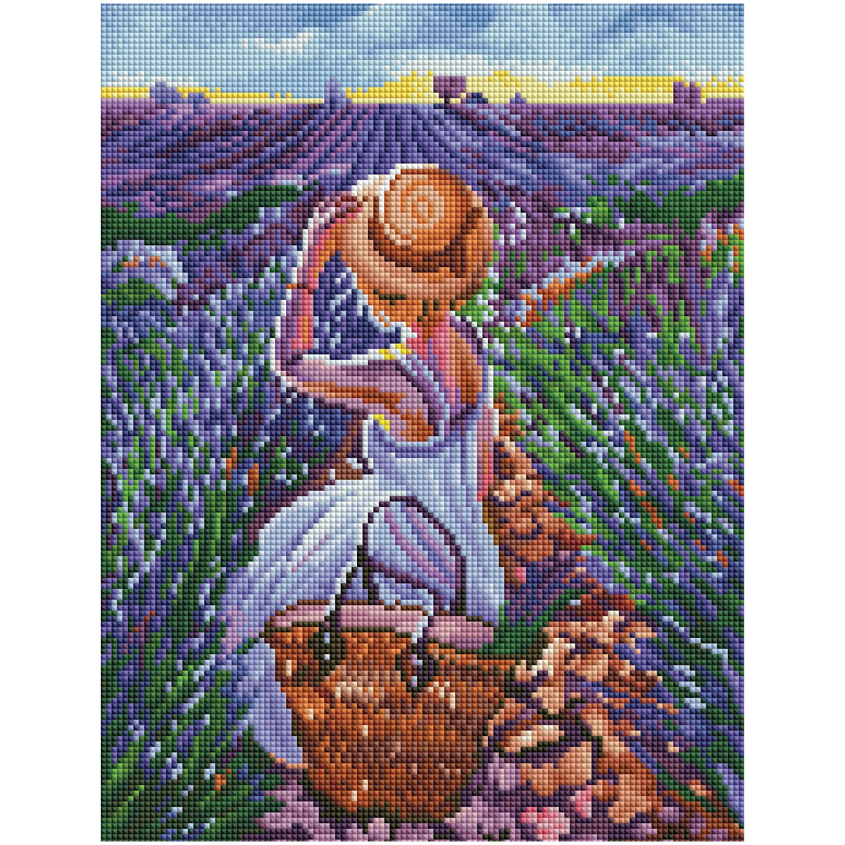 УЦЕНКА - Алмазная мозаика ТРИ СОВЫ "Лавандовое лето", 30*40см, холст на деревянном подрамнике, картонная коробка с пластиковой ручкой