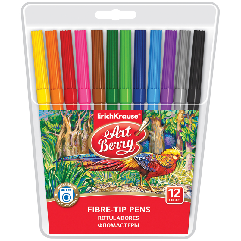 Фломастеры ArtBerry "Super Washable", 12цв., смываемые, блистер
