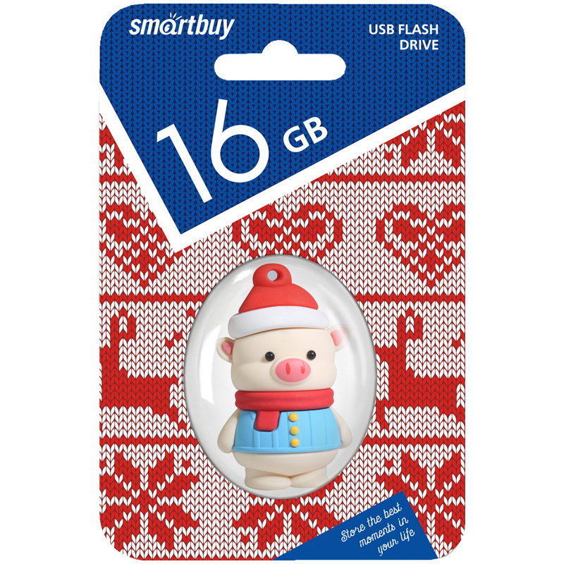 Память Smart Buy "Wild series" Свинка Новый год 16GB, USB 2.0 Flash Drive, розовый