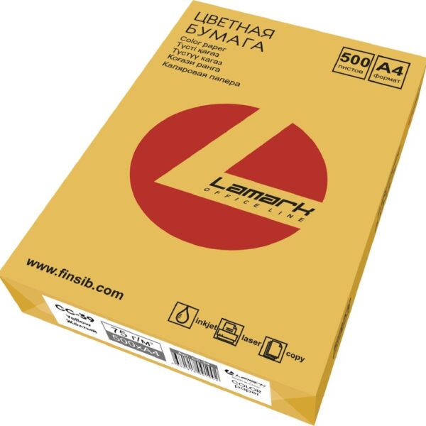 Бумага цветная для печати Lamark (CC-39) жёлтый А4 75 г/кв.м 500л