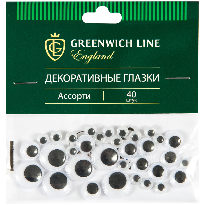 Материал декоративный Greenwich Line "Глазки", ассорти, 40шт.