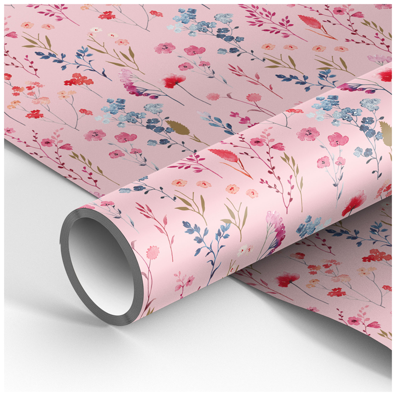 Упаковочная бумага глянц. 70*100см, MESHU "Pastel pink", 90г/м2