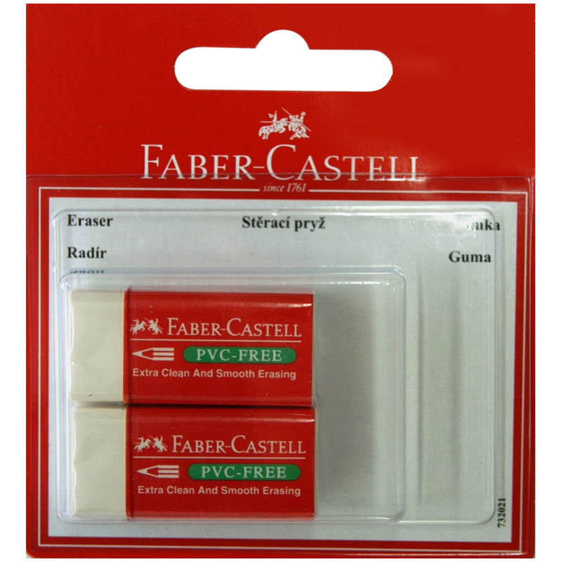 Набор ластиков Faber-Castell "7095", 2шт., прямоугольные, терм. резина, картон. держатель, блистер