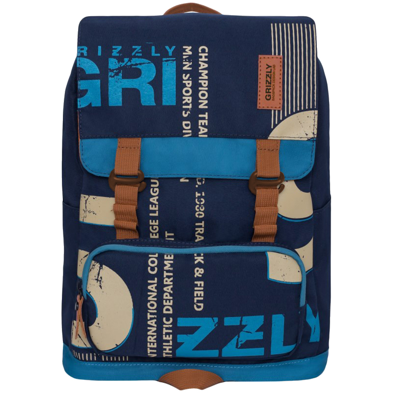 Рюкзак Grizzly, 30*41*21см, 1 отделение, 4 кармана, уплотненная спинка, синий