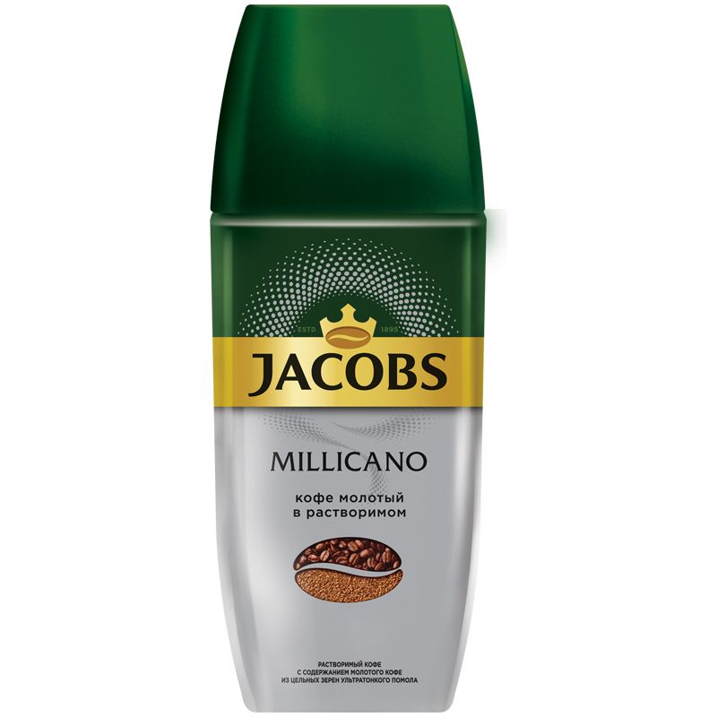 Кофе растворимый Jacobs "Monarch "Millicano", сублимированный, с молотым, стеклянная банка, 90г