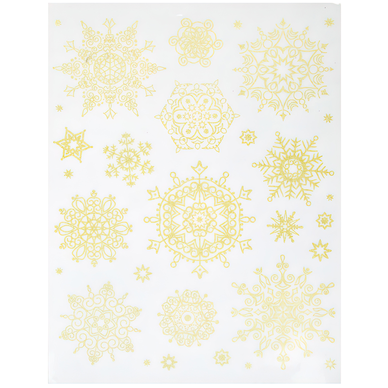 Новогоднее оконное украшение "Золотые снежинки", 30*40см