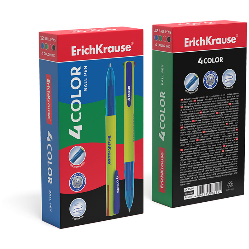Ручка шариковая автоматическая Erich Krause "4 Color" 4цв., 0,7мм