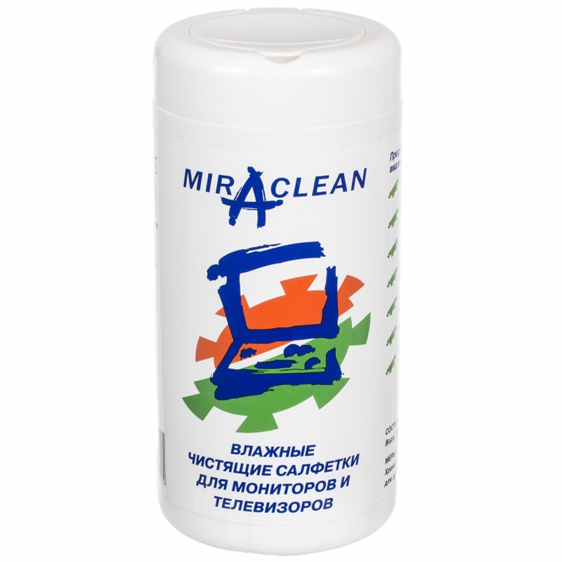 Салфетки чистящие влажные Miraclean, для компьютеров, в тубе, 105шт.