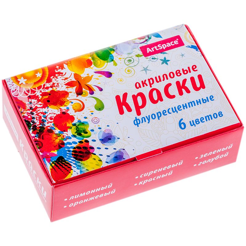 Краски акриловые ArtSpace, 06 цветов, флуоресцентные, 20мл, картон