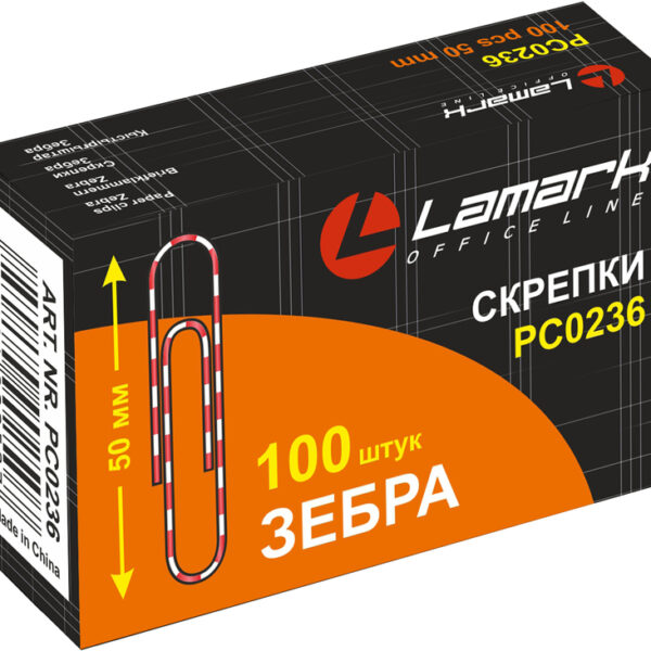 Скрепки "зебра" 50 мм/100 шт. с виниловым покрытием