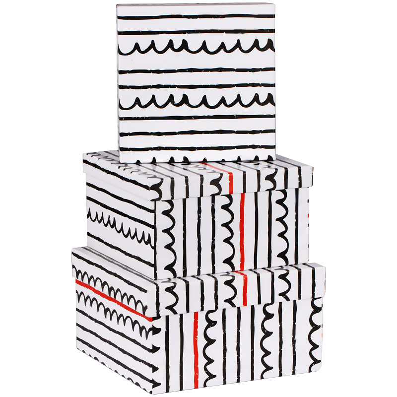 Набор квадратных коробок 3в1, MESHU "Spirals and lines", (19,5*19,5*11-15,5*15,5*9см)