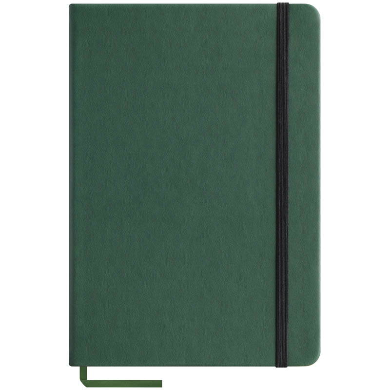 Записная книжка А5 96л., кожзам "Classic Velvet", зеленый, тонир.блок, ляссе, на резинке, карман