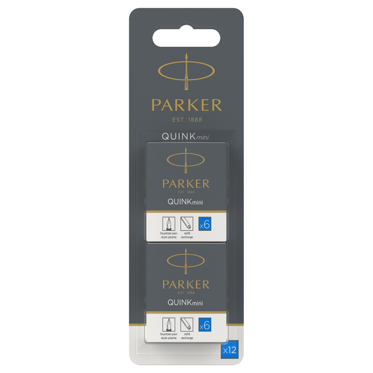 Картриджи чернильные Parker "Cartridge Quink Mini" смываемые синие, 2 упаковки по 6 штук, блистер