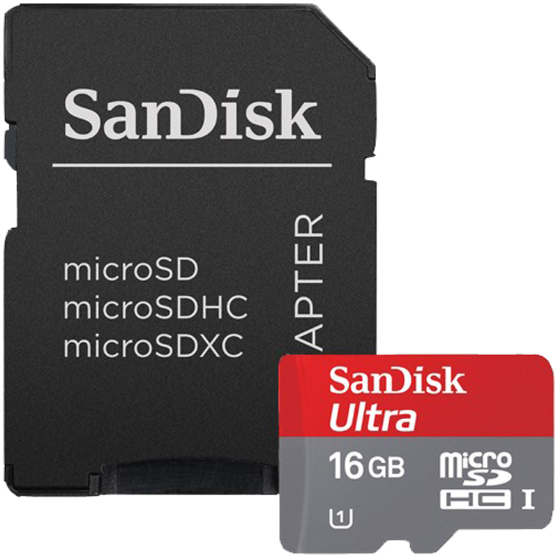 Карта памяти MicroSDHC 16GB Class 10 SanDisk (адаптер SD)