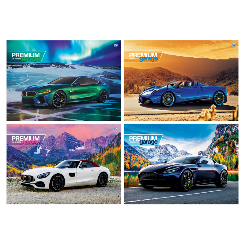 Альбом для рисования 20л., А4, на склейке BG "Premium garage", 120г/м2