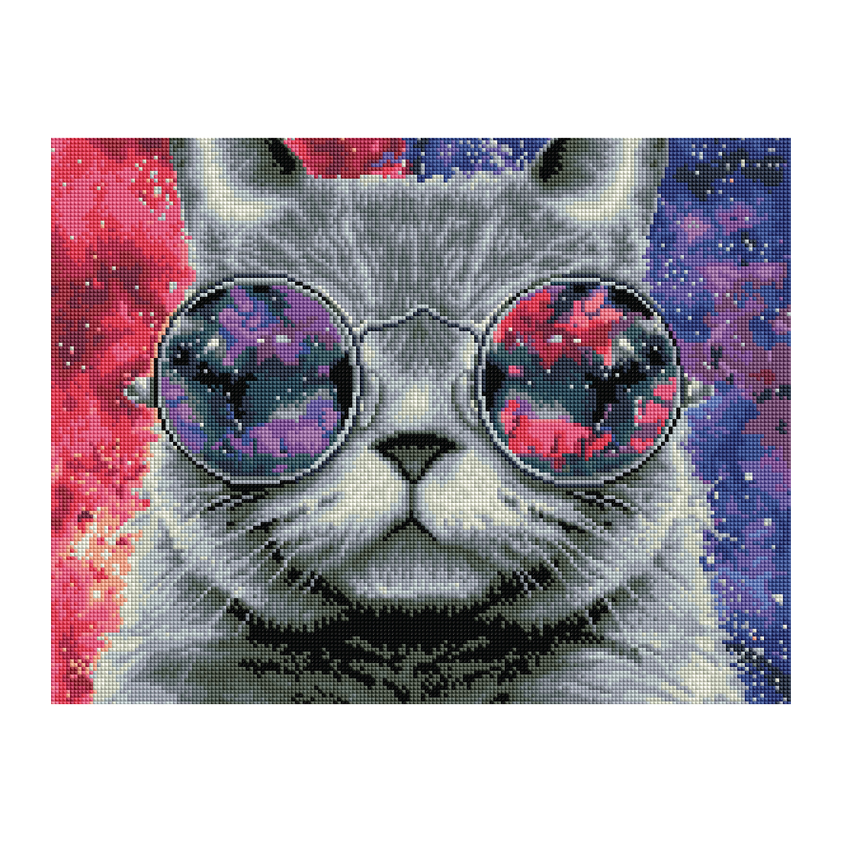 УЦЕНКА - Алмазная мозаика ТРИ СОВЫ "Кошачий космос", 40*50см, холст на деревянном подрамнике, картонная коробка с пластиковой ручкой