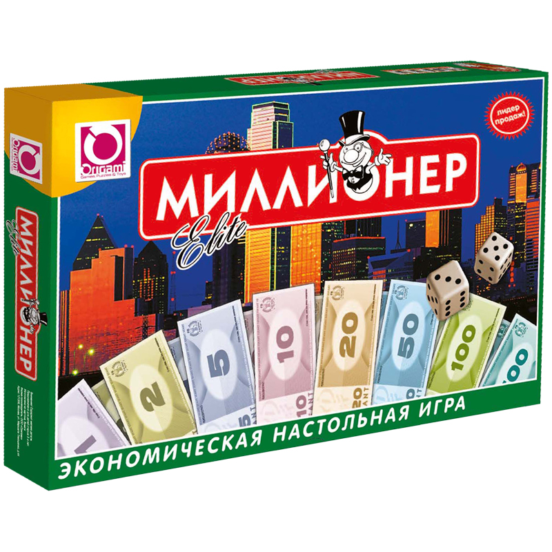 Игра настольная Origami "Экономическая. Миллионер-Elite", картонная коробка
