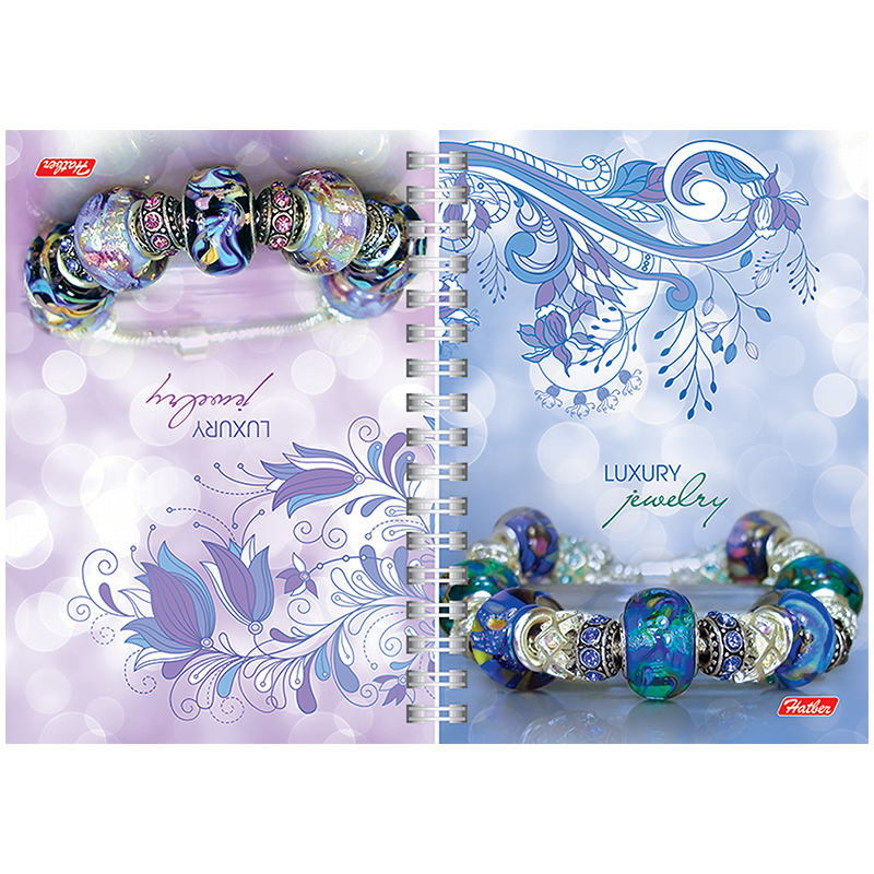 Записная книжка А6 80л. на гребне двойная "Luxury Jewelry", твердая обложка