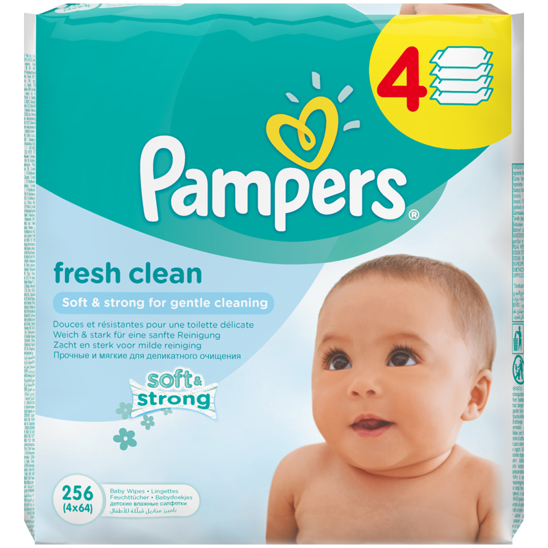 Салфетки влажные Pampers "Fresh clean" сменный блок, 4*64шт. (ПОД ЗАКАЗ)