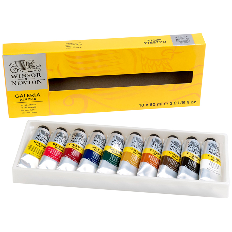 УЦЕНКА-Краски акриловые Winsor&Newton "Galeria", 10цв, 60 мл/туба, картон.упак.