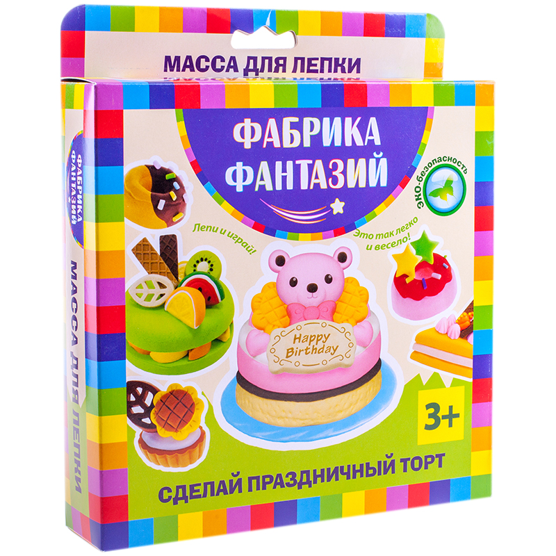 Набор для лепки Фабрика фантазий "Праздничный торт" 02 цвета*35г+ 2 цвета*15г, картон, европодвес