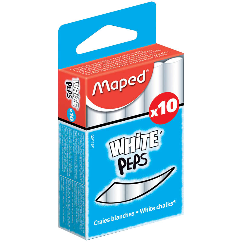 Набор белого мела Maped "White'peps" круглый, формула "без грязи", 10шт.