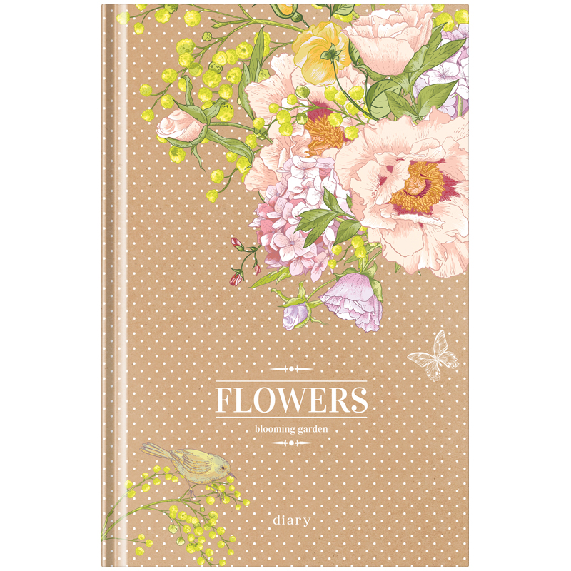 Ежедневник недатир. A5, 136л., 7БЦ OfficeSpace "Цветы. Craft flowers", мат. ламинация, выб. УФ-лак