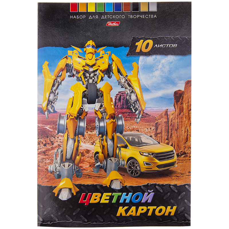 Картон цветной А4 10л. 10цв., "Трансформер", в папке