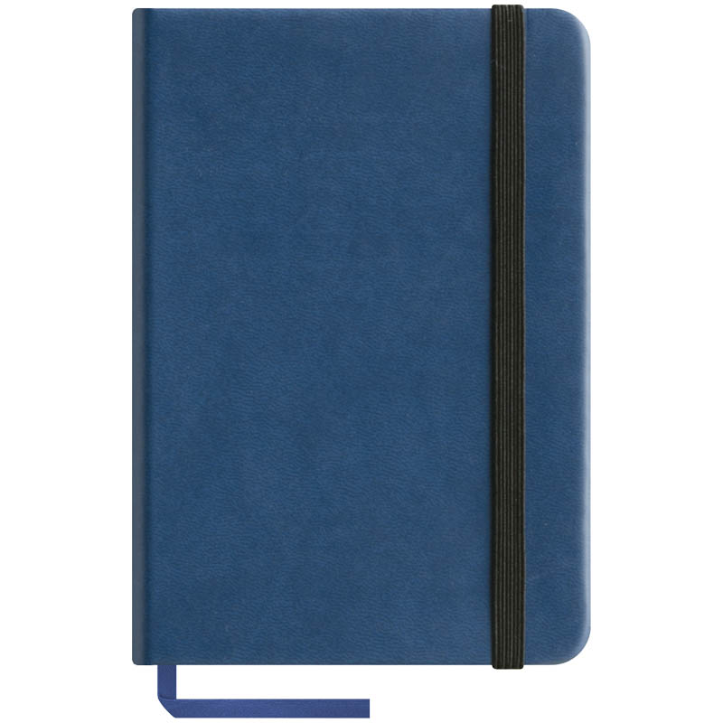 Записная книжка А6 96л., кожзам "Classic Velvet", синий, тонир.блок, ляссе, на резинке, карман