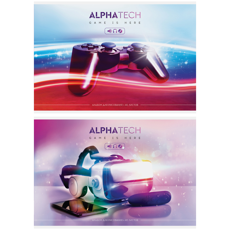 Альбом для рисования 40л., А4, на скрепке ArtSpace "Увлечения. Neon. Alphatech"