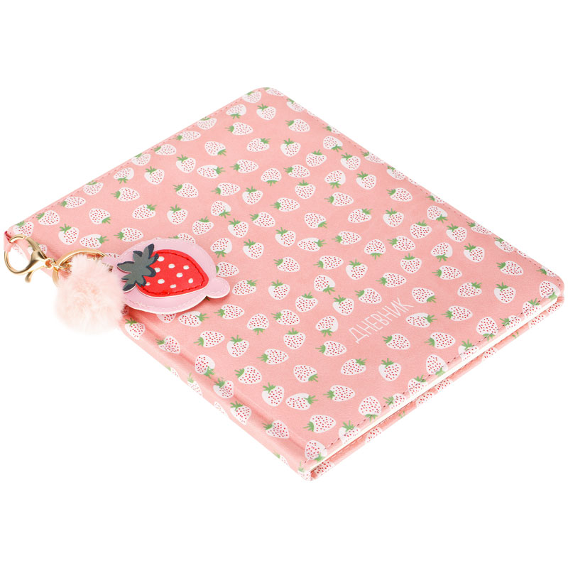 Дневник 1-11 кл. 48л. (твердый) Greenwich Line "Strawberry", иск. кожа, поролон, УФ-печать, брелок, тон. блок, ляссе