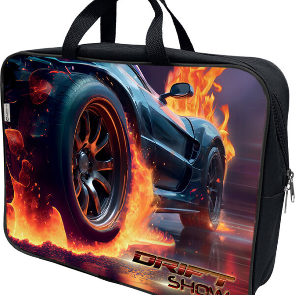 Папка-портфель Lamark Drift show/Дрифт шоу, A4, 1 отделение, 36х27х7 см, на молнии, с ручками, печать по ткани с одной стороны