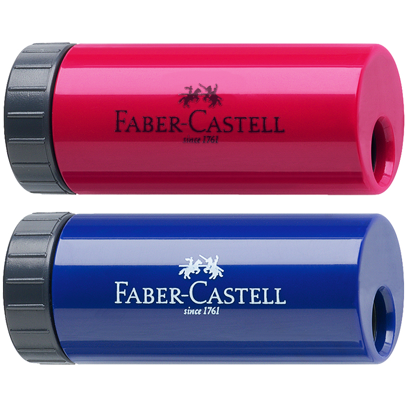 Точилка пластиковая Faber-Castell, 1 отверстие, контейнер, ассорти