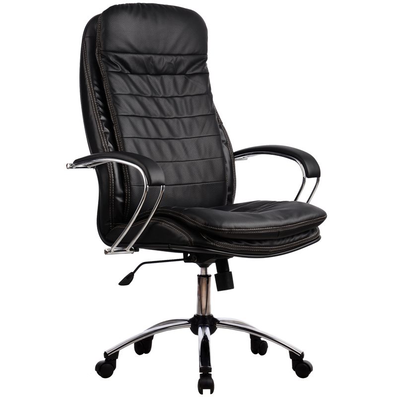 Кресло руководителя Метта "Lux" LK-3 CH, кожа черная "NewLeather" № 721, механизм качания