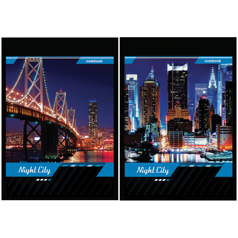 Блокнот А5 80л. на гребне "Офис. Night City", твердая подложка