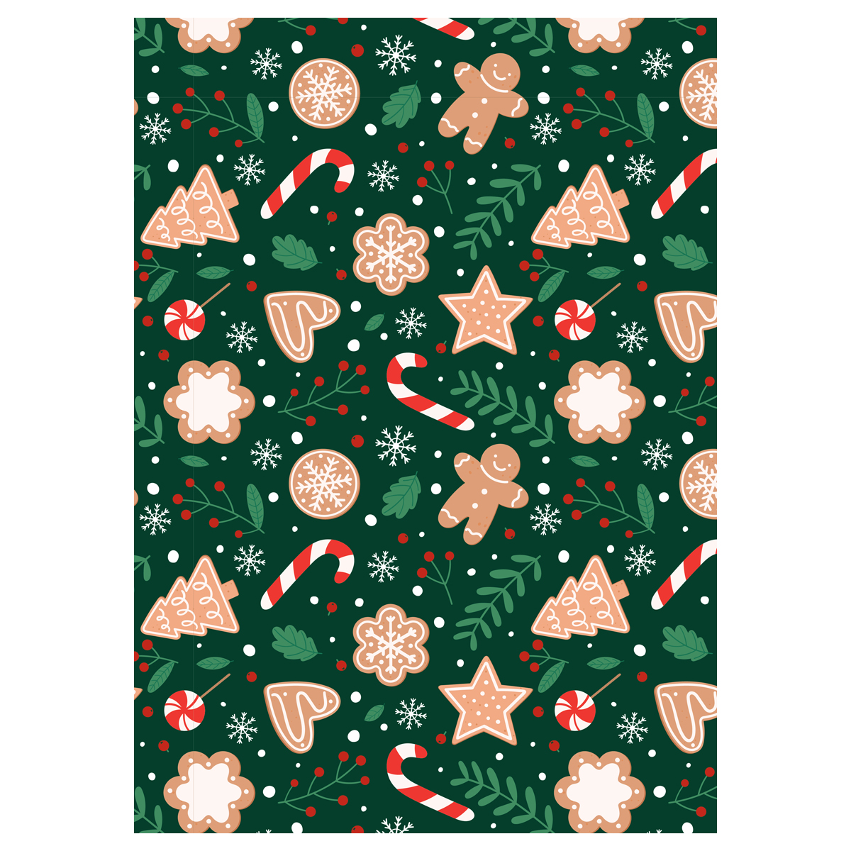 Упаковочная бумага глянц. 70*100см, MESHU "Ginger cookies", 70г/м2