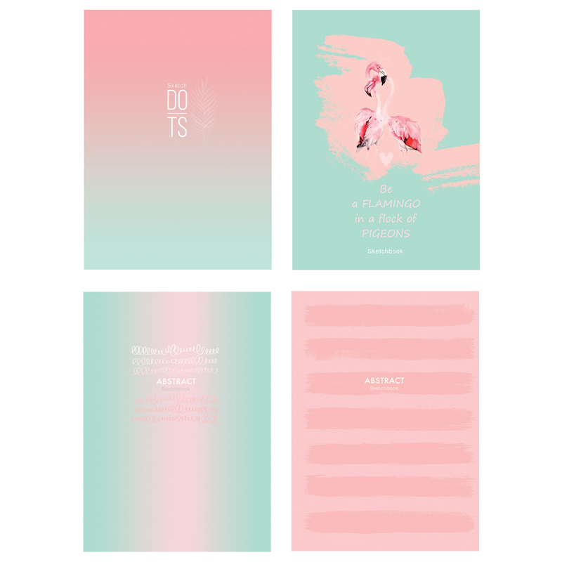 Скетчбук-тетрадь 80л. А5 на гребне BG "Rose&Blue", 100г/м2, тв. обл., мат.ламинация, выб.лак