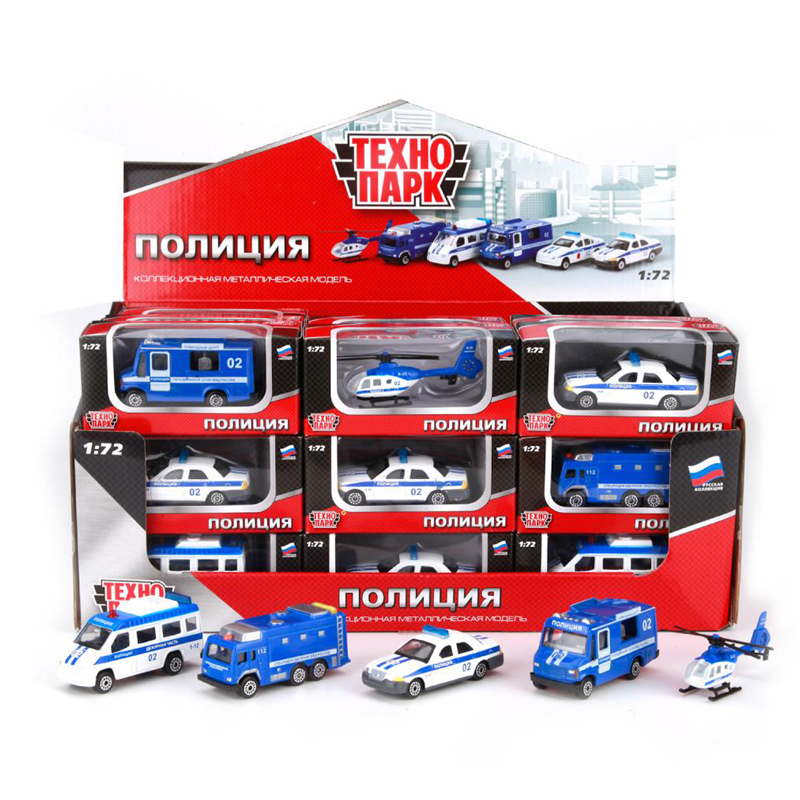 Машина игрушечная Технопарк "Полиция", металл., 1:72, ассорти