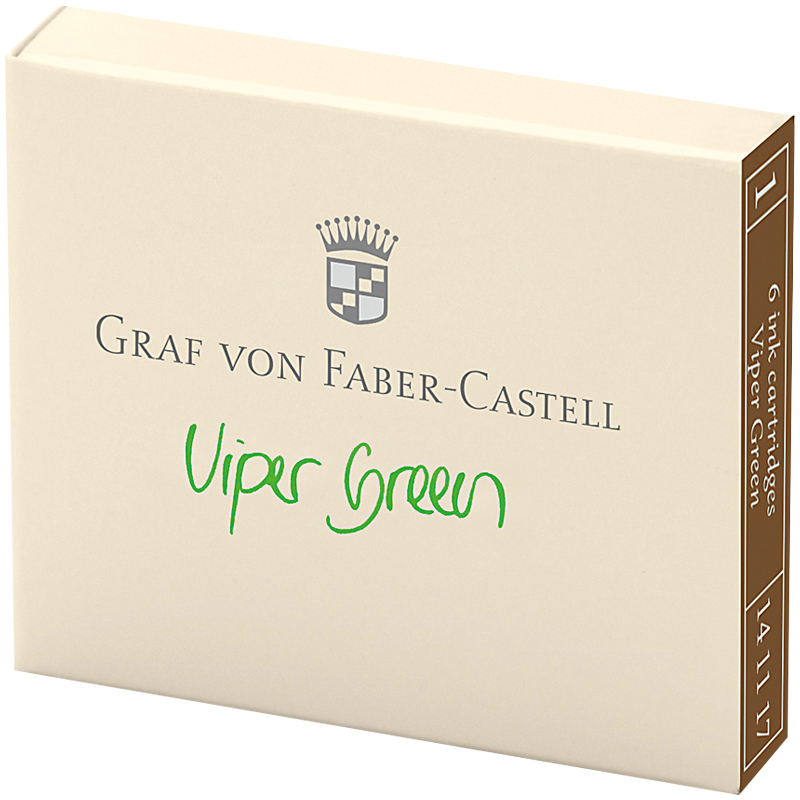 Картриджи чернильные Graf von Faber-Castell зеленые, 6шт., картонная коробка