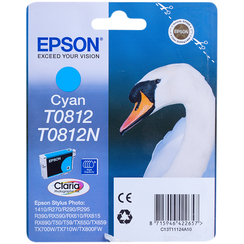 Картридж ориг. Epson T0812 голубой для R270/290/295/390/1410/T50/59/RX590/610 (11,1мл)
