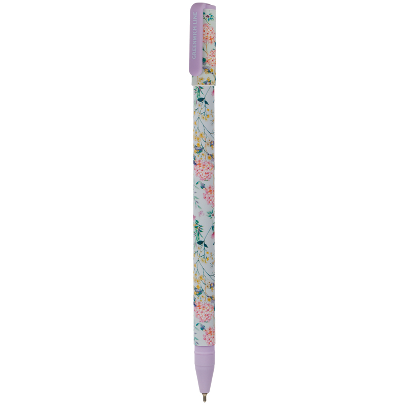 Ручка шариковая Greenwich Line "Meadow flowers" синяя, 0,7мм, игольчатый стержень, софт-тач
