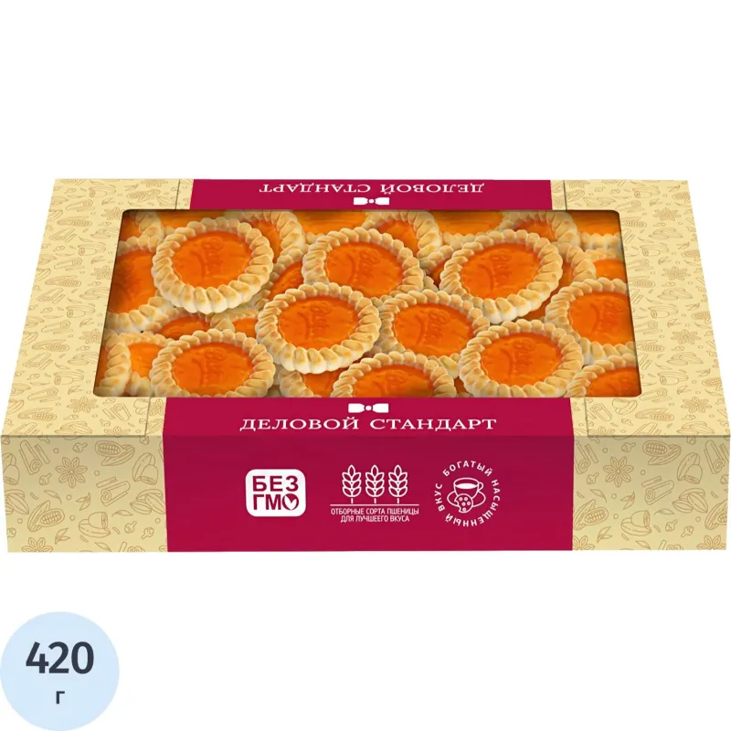 Печенье сдобное Деловой Стандарт с апельсиновым мармеладом, 420г