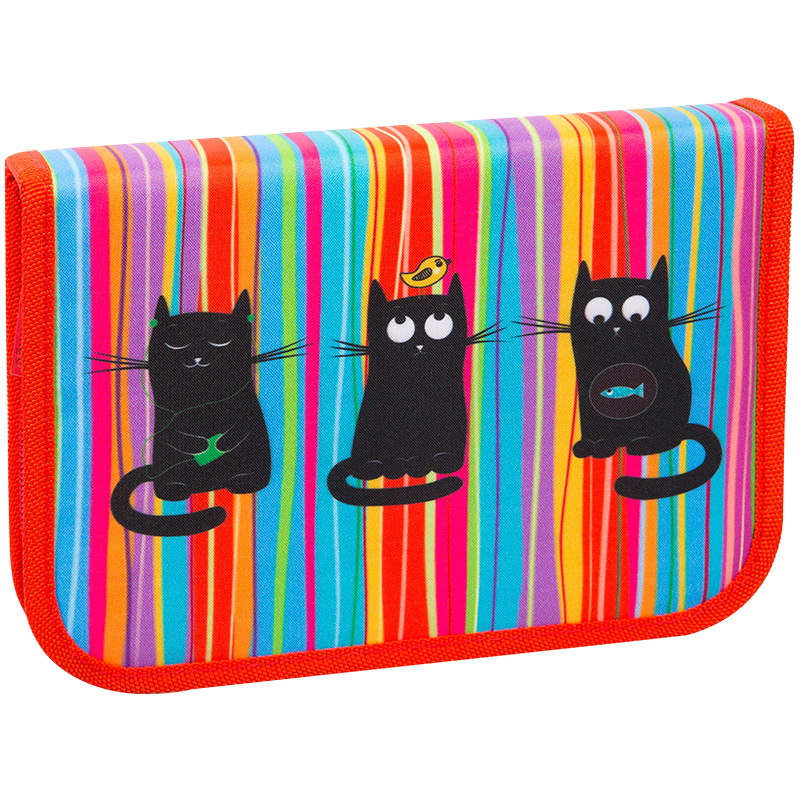 Пенал 1 отделение, 200*140*40 Berlingo "Cats", две откидные секции, полиэстер