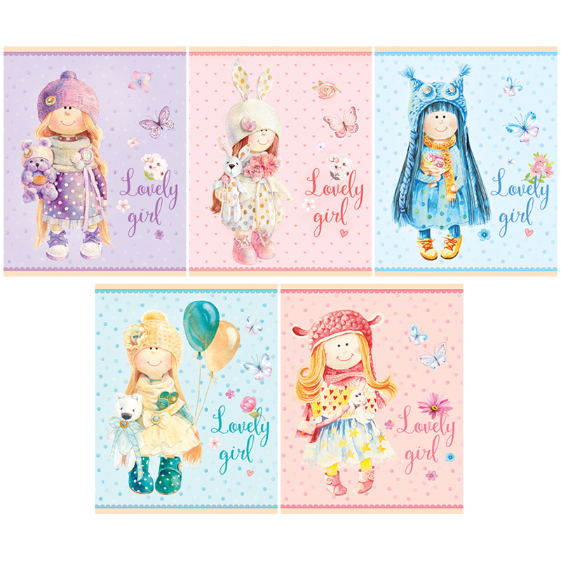 Тетрадь 48л., А5, клетка ArtSpace "Персонажи. Lovely dolls", выборочный уф-лак