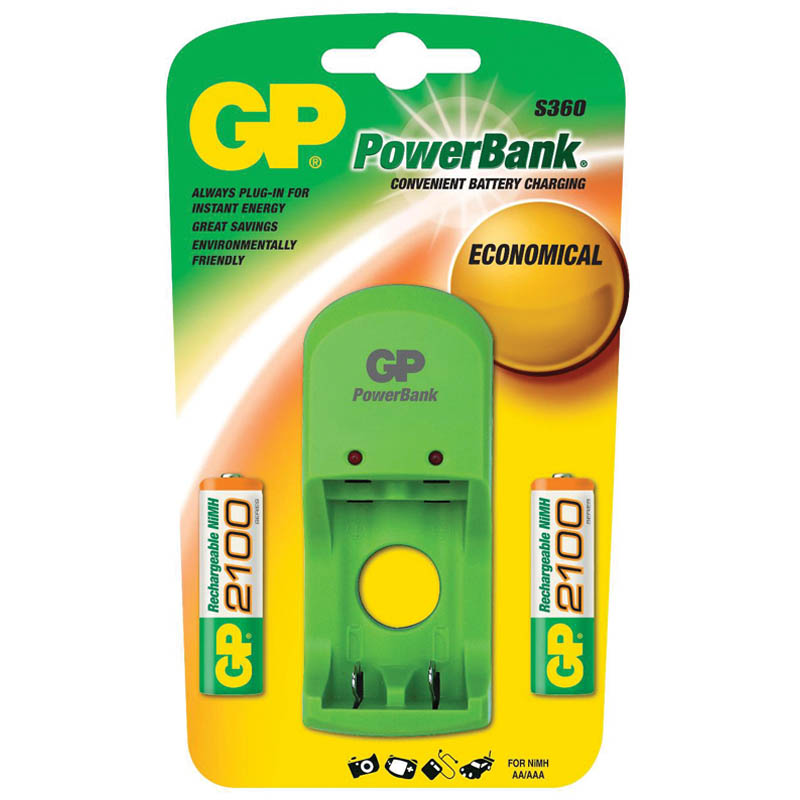 Зарядное устройство GP PB360GS210-UE2 + 2шт акк. HR06 2100mAh
