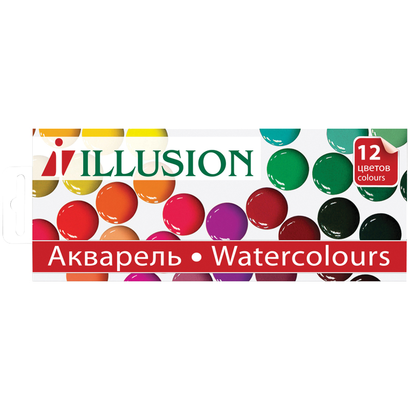 Акварель Гамма "Illusion", медовая, 12 цветов, без кисти, картон