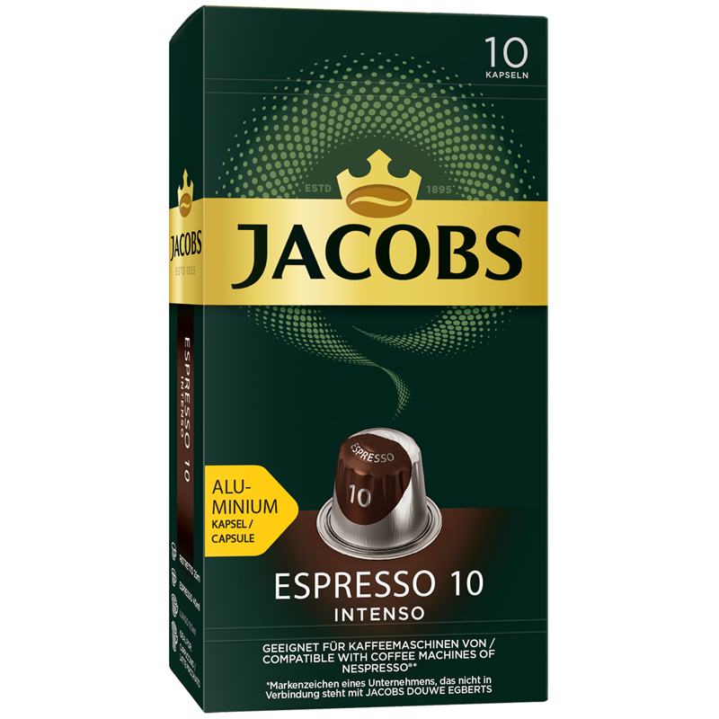 Кофе в капсулах Jacobs "Espresso Intenso 10", капсула 5,2 г, 10 алюм. капсул, для машины Nespresso