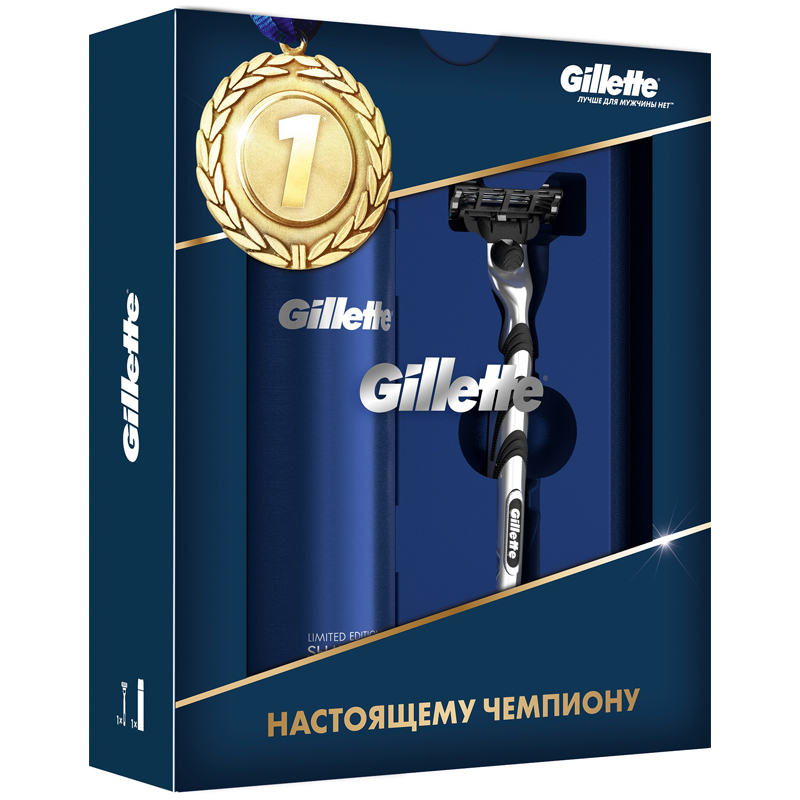 Подарочный набор Gillette Mach3 (бритва с 1 сменной кассетой и гель для бритья Fusion 200 мл)