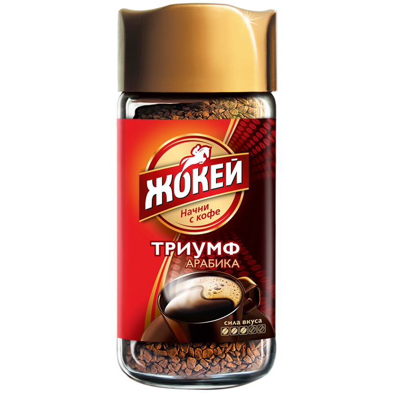 Кофе растворимый Жокей "Триумф", сублимированный, стеклянная банка, 95г