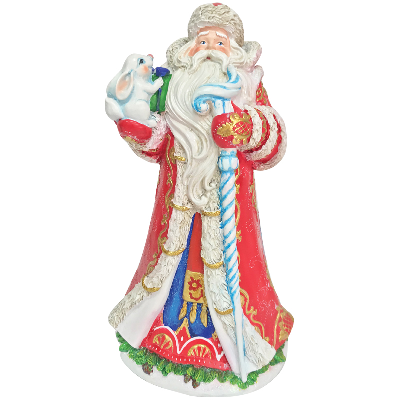 Фигурка из полирезины "Дед Мороз с зайчиком", 25см